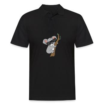 Koala mit Brille auf Baum - Männer Poloshirt - Schwarz - Vorne - Kai (181cm)
