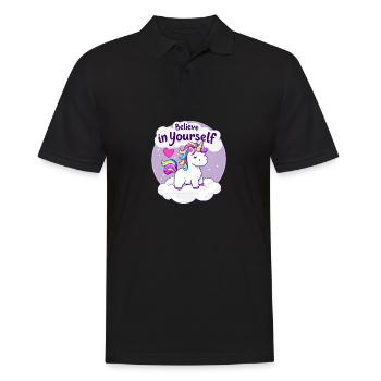Believe In Yourself Unicorn Fantasy Art für - Männer Poloshirt - Schwarz - Vorne - Kai (181cm)