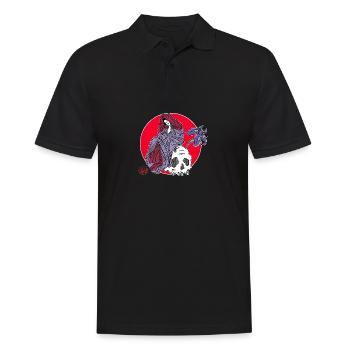 Jigoku dayu crane et iris - Polo Homme - noir - Devant - Kai (181cm)