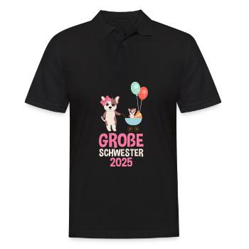 Große Schwester 2025 Süßer Hund - Männer Poloshirt - Schwarz - Vorne - Kai (181cm)