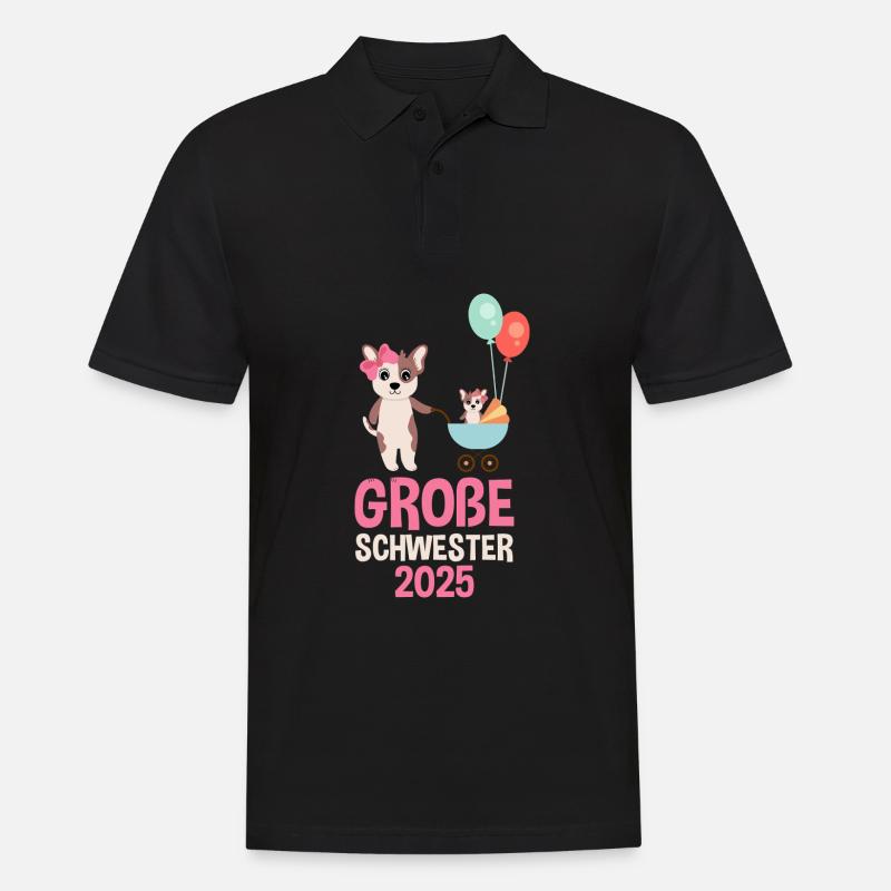 Große Schwester 2025 Süßer Hund - Männer Poloshirt - Schwarz