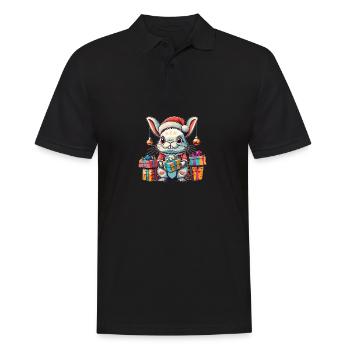 Glücklicher Hase Weihnachtsmann Mütze n Weihnachtsgeschenk - Männer Poloshirt - Schwarz - Vorne - Kai (181cm)