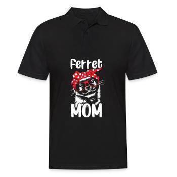 Frauen Frettchen Mama Rot Bandanna Lustiges Wiesel - Männer Poloshirt - Schwarz - Vorne - Kai (181cm)