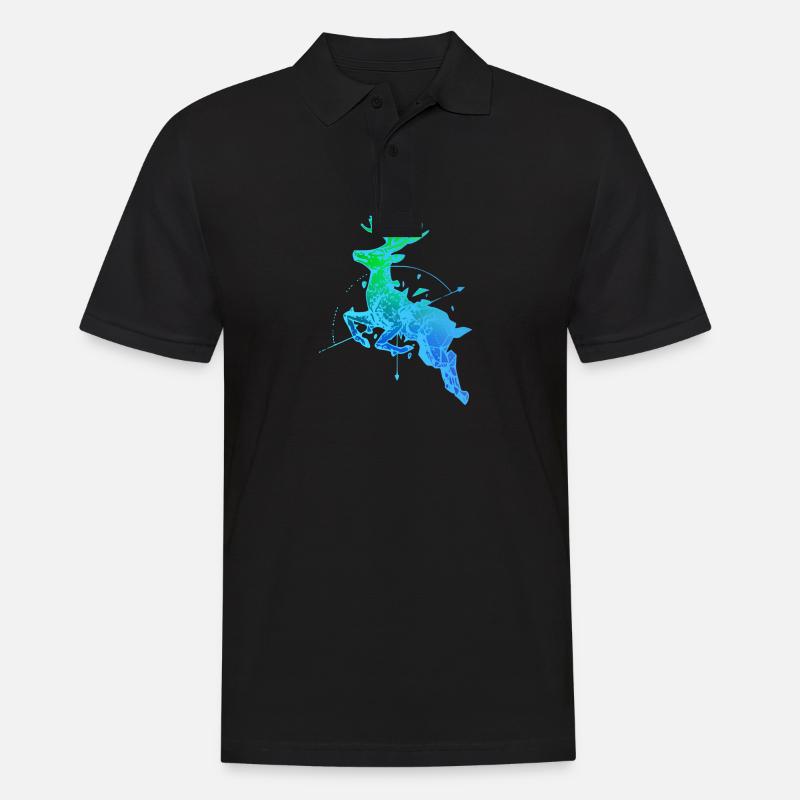 Hirsch mit Kompass - Männer Poloshirt - Schwarz
