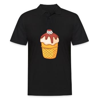 Crème glacée, crème glacée, crème glacée, crème glacée, boule, crème glacée, sundae - Polo Homme - noir - Devant - Kai (181cm)
