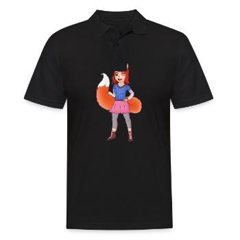 Belle illustration de Fox Girl - Polo Homme - noir - Devant - Kai (181cm)