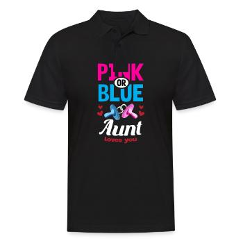 Pink or Blue Aunt Loves You Gender Reveal Party - Men's Polo Shirt - black - Front - Kai (181cm)