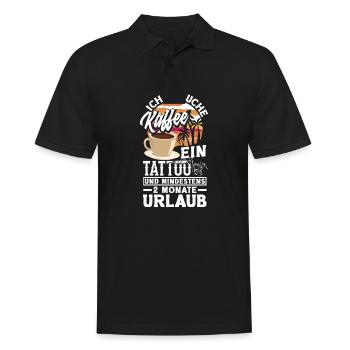 Ich brauche Kaffee ein Tattoo und 2 Monate Urlaub - Männer Poloshirt - Schwarz - Vorne - Kai (181cm)