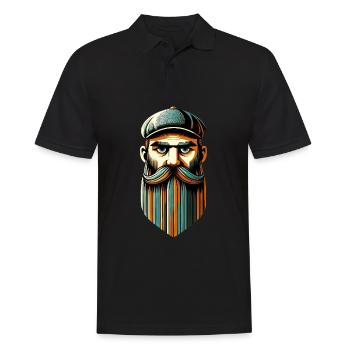 Bold Hipster Portrait - Men's Polo Shirt - black - Front - Kai (181cm)