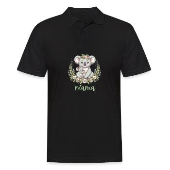 Maman Koala ours câlin I Couronne florale maman I Koala - Polo Homme - noir - Devant - Kai (181cm)