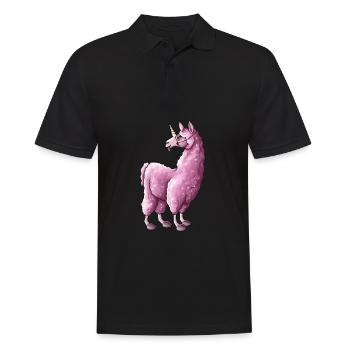 Pink llama llama unicorn illustration - Men's Polo Shirt - black - Front - Kai (181cm)