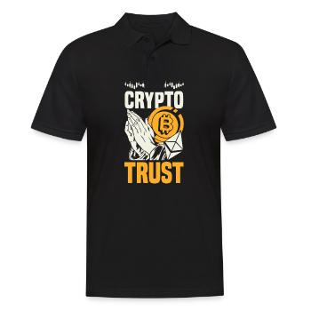 In Crypto We Trust Cryptocurrency Trading Coin - Männer Poloshirt - Schwarz - Vorne - Kai (181cm)