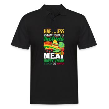 Happiness doesn't have to include meat Vegan - Männer Poloshirt - Schwarz - Vorne - Kai (181cm)