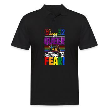 Gamer and queer, nothing to fear! - Männer Poloshirt - Schwarz - Vorne - Kai (181cm)