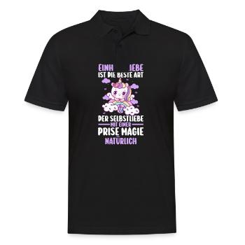 Einhorn - Männer Poloshirt - Schwarz - Vorne - Kai (181cm)