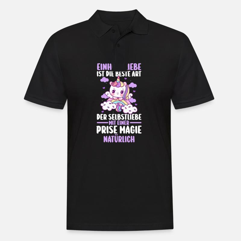 Einhorn - Männer Poloshirt - Schwarz