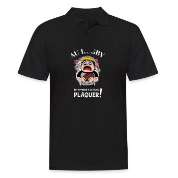 AU RUGBY ON APPREND À SE FAIRE PLAQUER - Polo Homme - noir - Devant - Kai (181cm)