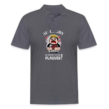 AU RUGBY ON APPREND À SE FAIRE PLAQUER - Polo Homme - charbon - Devant - Nico (186cm)