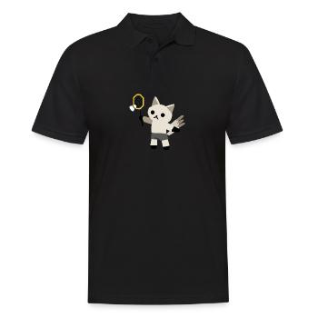 excited cat plays badminton - Men's Polo Shirt - black - Front - Kai (181cm)
