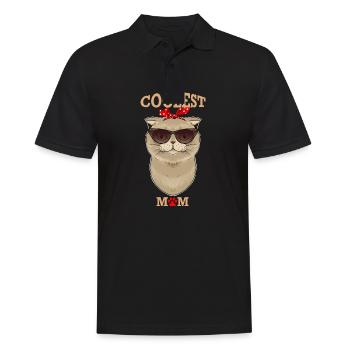 Scottish Fold Cat Mom I Coolest Cat Mom I - Männer Poloshirt - Schwarz - Vorne - Kai (181cm)