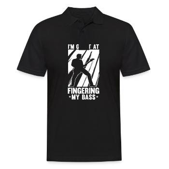 Lustiges Bass Gitarren Motiv und Gitarrist Rock - Männer Poloshirt - Schwarz - Vorne - Kai (181cm)