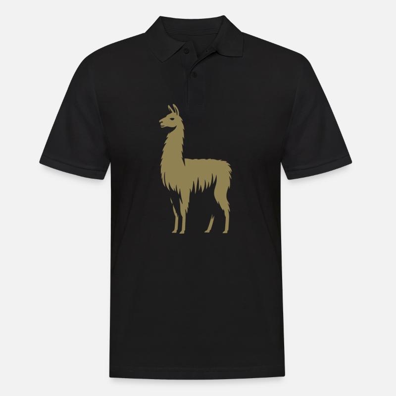 Lama Silhouette - Männer Poloshirt - Schwarz