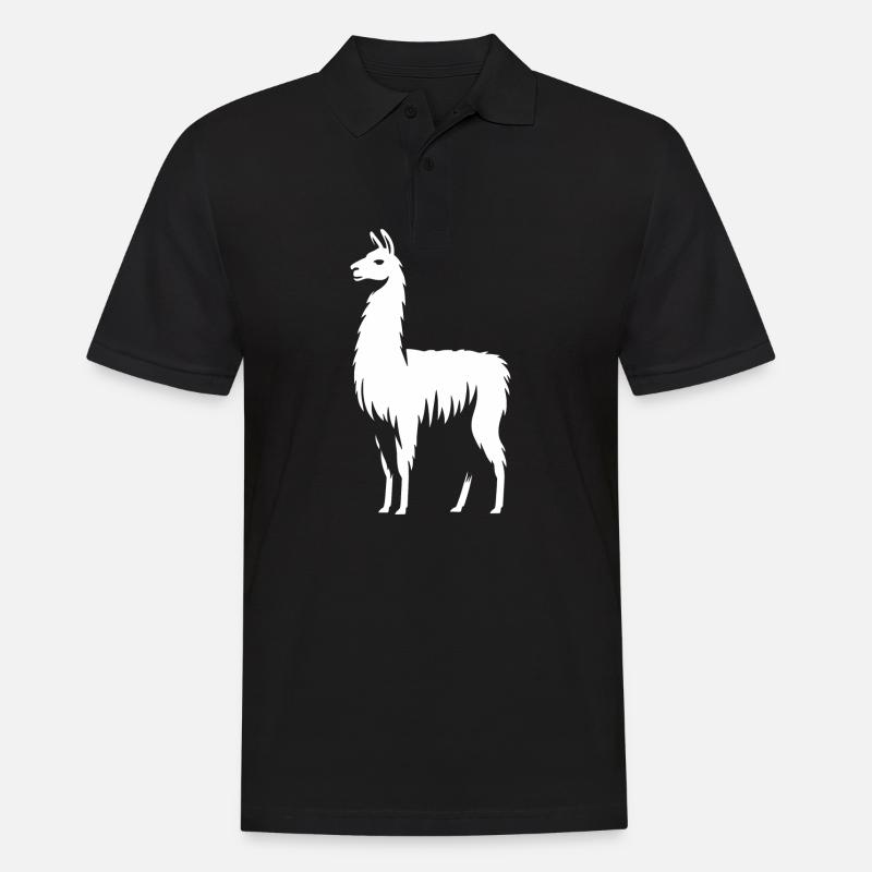 Lama Silhouette - Männer Poloshirt - Schwarz