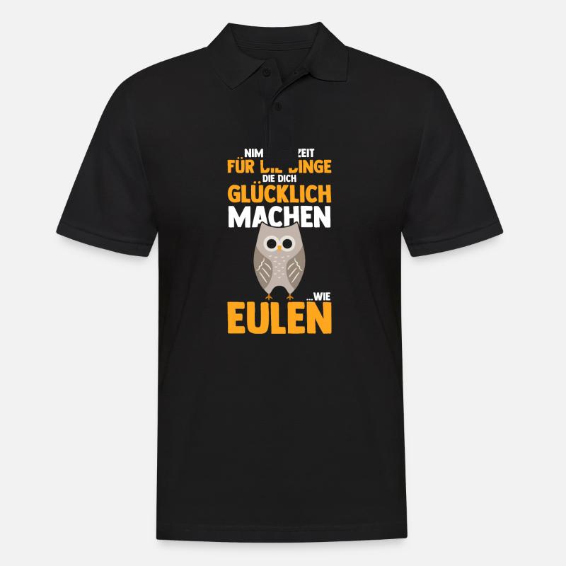 Eulen - Männer Poloshirt - Schwarz