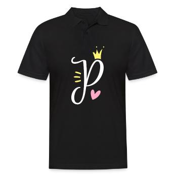 Letter P Initial Letter Crown - Men's Polo Shirt - black - Front - Kai (181cm)