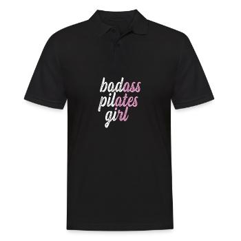Badass Pilates Girls Gym -Hasen Gesche - Men's Polo Shirt - black - Front - Kai (181cm)