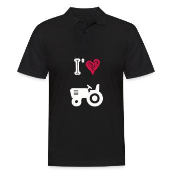 Ich liebe Traktoren - Männer Poloshirt - Schwarz - Vorne - Kai (181cm)