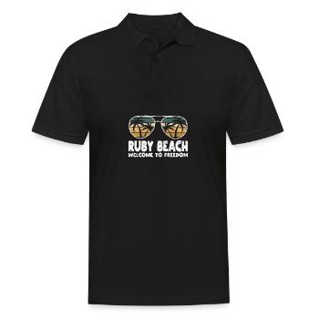 Beach Welcome to Freedom Experience Sayings Zi - Men's Polo Shirt - black - Front - Kai (181cm)