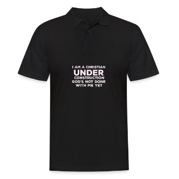 Lustiges Zitat Ich bin ein Christ im Konstruktion - Männer Poloshirt - Schwarz - Vorne - Kai (181cm)