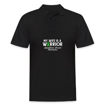My wife is a warrior -Green Ribbon -lymphoma - Men's Polo Shirt - black - Front - Kai (181cm)