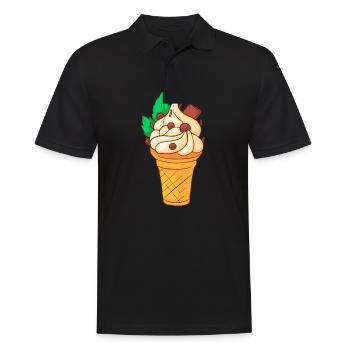 Crème glacée, crème glacée, crème glacée, crème glacée, boule, crème glacée, sundae - Polo Homme - noir - Devant - Kai (181cm)