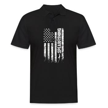 Speerfischer usa flagge taucher und speer fischer - Männer Poloshirt - Schwarz - Vorne - Kai (181cm)