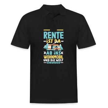 Die Rente ist da, ab ins Wohnmobil und die Welt - Männer Poloshirt - Schwarz - Vorne - Kai (181cm)