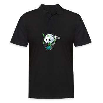 Panda Hippie Stoner Skizzier Geschenk - Männer Poloshirt - Schwarz - Vorne - Kai (181cm)