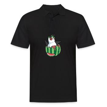 Melonenpinguin Obsthändler Geschenk - Männer Poloshirt - Schwarz - Vorne - Kai (181cm)