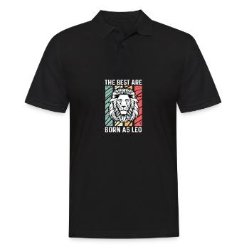 Geboren als Leo Leo- und Konstellationsliebhaber G - Männer Poloshirt - Schwarz - Vorne - Kai (181cm)