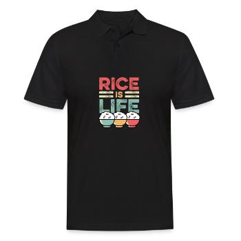 Reis ist Leben Asiatische oder chinesische Person - Männer Poloshirt - Schwarz - Vorne - Kai (181cm)