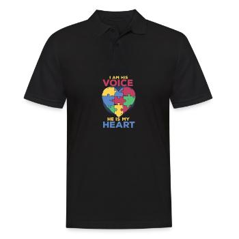 Je suis sa voix, il est mon cœur Autisme Be - Polo Homme - noir - Devant - Kai (181cm)