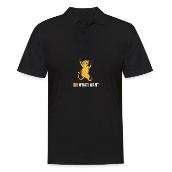 Je fais ce que je veux drôles amoureux des chats Kat - Polo Homme - noir - Devant - Kai (181cm)