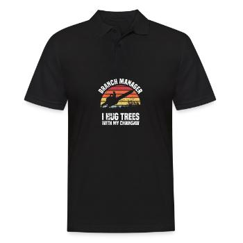 Vintage Lumberjack Funny Chainsaw Branch Manager L - Männer Poloshirt - Schwarz - Vorne - Kai (181cm)