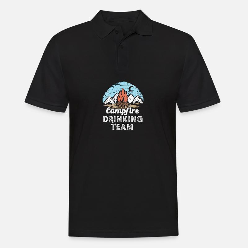 Camping Campfire Trinkteam Wanderdesign - Männer Poloshirt - Schwarz
