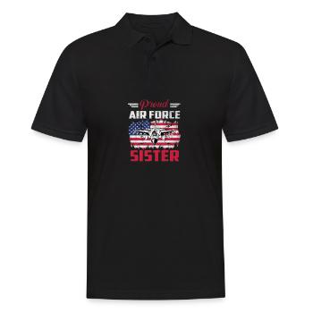 Distressed USA Flagge Zitat Proud Air Force Schwes - Männer Poloshirt - Schwarz - Vorne - Kai (181cm)