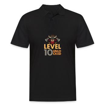 Stufe 10 freigeschaltetes Videospiel Vintage Vikin - Männer Poloshirt - Schwarz - Vorne - Kai (181cm)