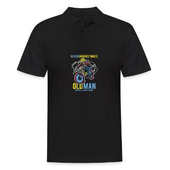 Motocross -Zitat unterschätzt nie einen alten Mann - Männer Poloshirt - Schwarz - Vorne - Kai (181cm)