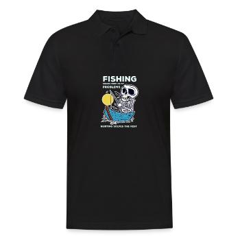Fischen lustiges Zitatjagdfischen angeln - Männer Poloshirt - Schwarz - Vorne - Kai (181cm)