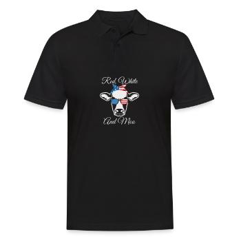 Red White and Moo Patriotic Cow USA Flag lu - Men's Polo Shirt - black - Front - Kai (181cm)